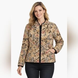 RQT Womans Lightweight Quilted Jacket Size‎ XL Paisley Print Neutral